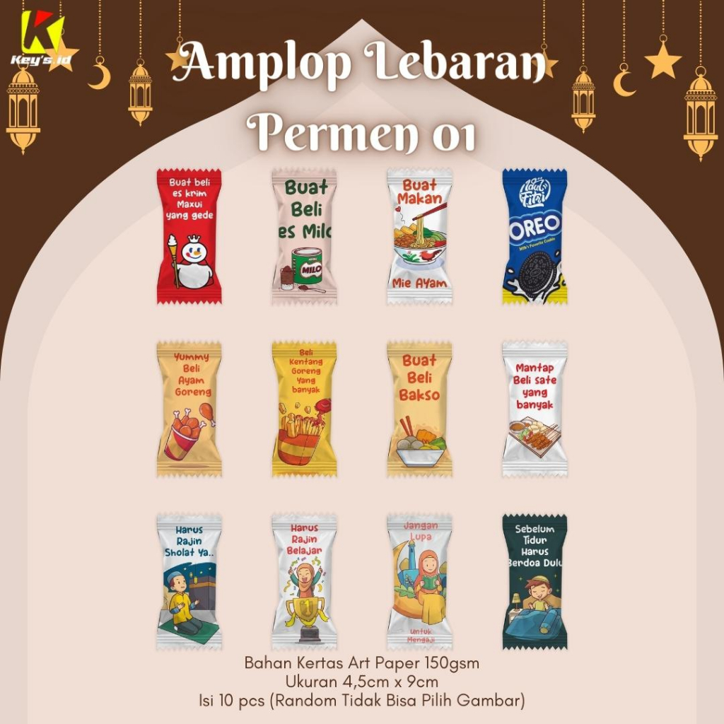 Amplop Lebaran Permen, Angpau Permen, Amplop Thr lebaran Permen unik