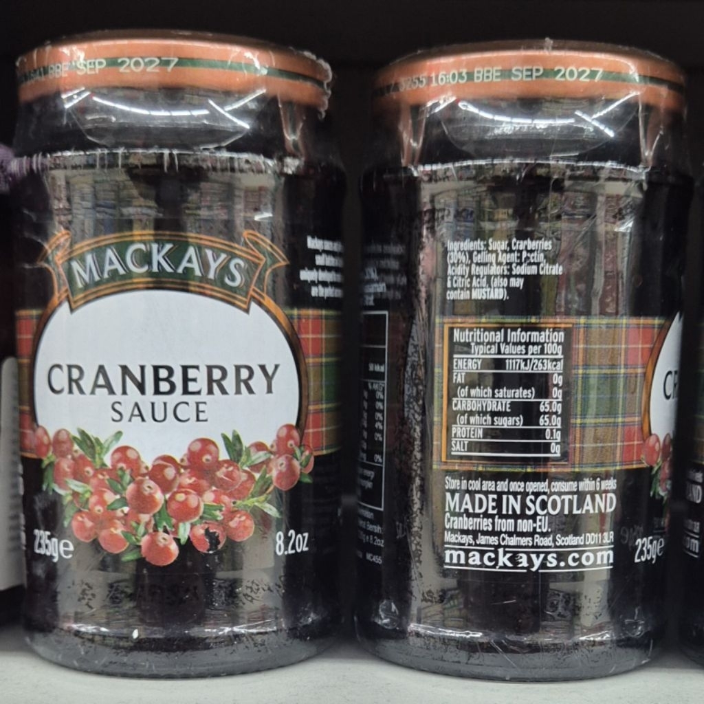 Selai Buah Cranberry / Saus Buah Cranberry MACKAYS Cranberry Sauce 235g - HK.