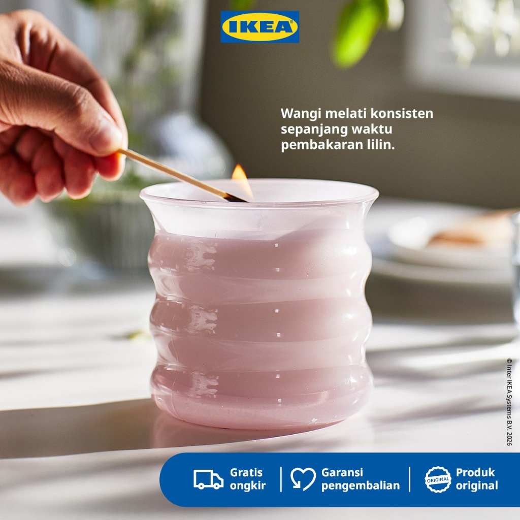 IKEA LUGNARE Lilin Aromaterapi Melati Merah Muda Tahan 50 Jam