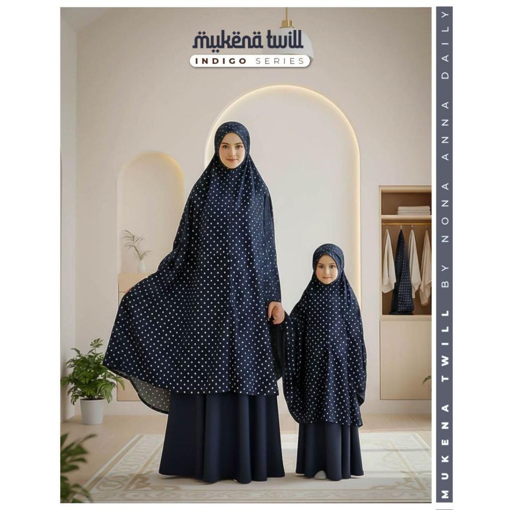MUKENA RAYON TWILL POLKADOT BY NONA ANNA (MUKENA DEWASA) // MUKENA RAYON MOTIF POLKADOT
