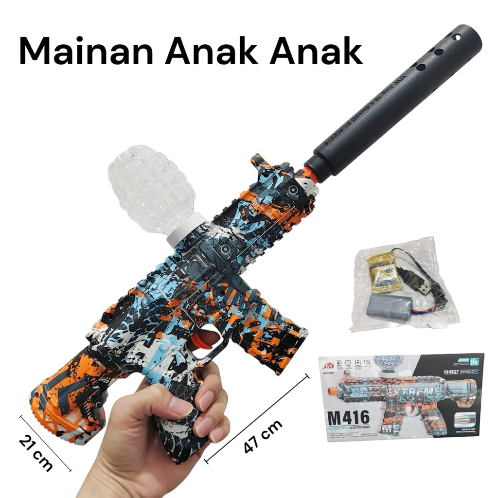 1260 mainan pistol gel blaster electric anak laki laki / mainan tembakan pistol M416 gel blaster ana