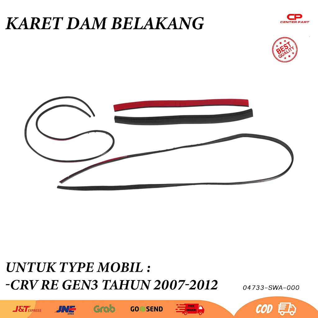 RMX Karet Dam Set Kaca Belakang Mobil Honda Crv RE Gen3 2007 2008 2009 2010 2011 2012
