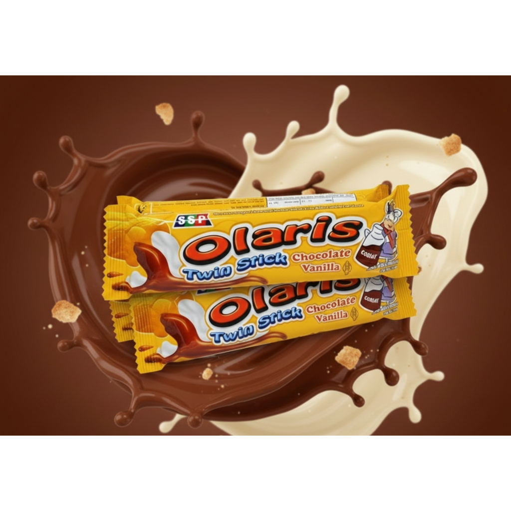 Olaris Twin Stick Chocolate Vanilla Snack 1 Renceng Isi 10 Pcs
