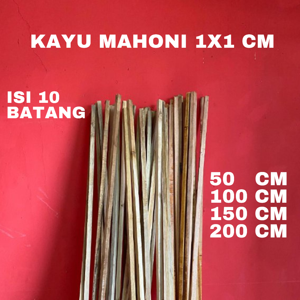 Kayu reng mahoni ukuran 1x1 cm / kayu stik / reng stik / reng mahoni / papan mahoni / kayu dowel / f