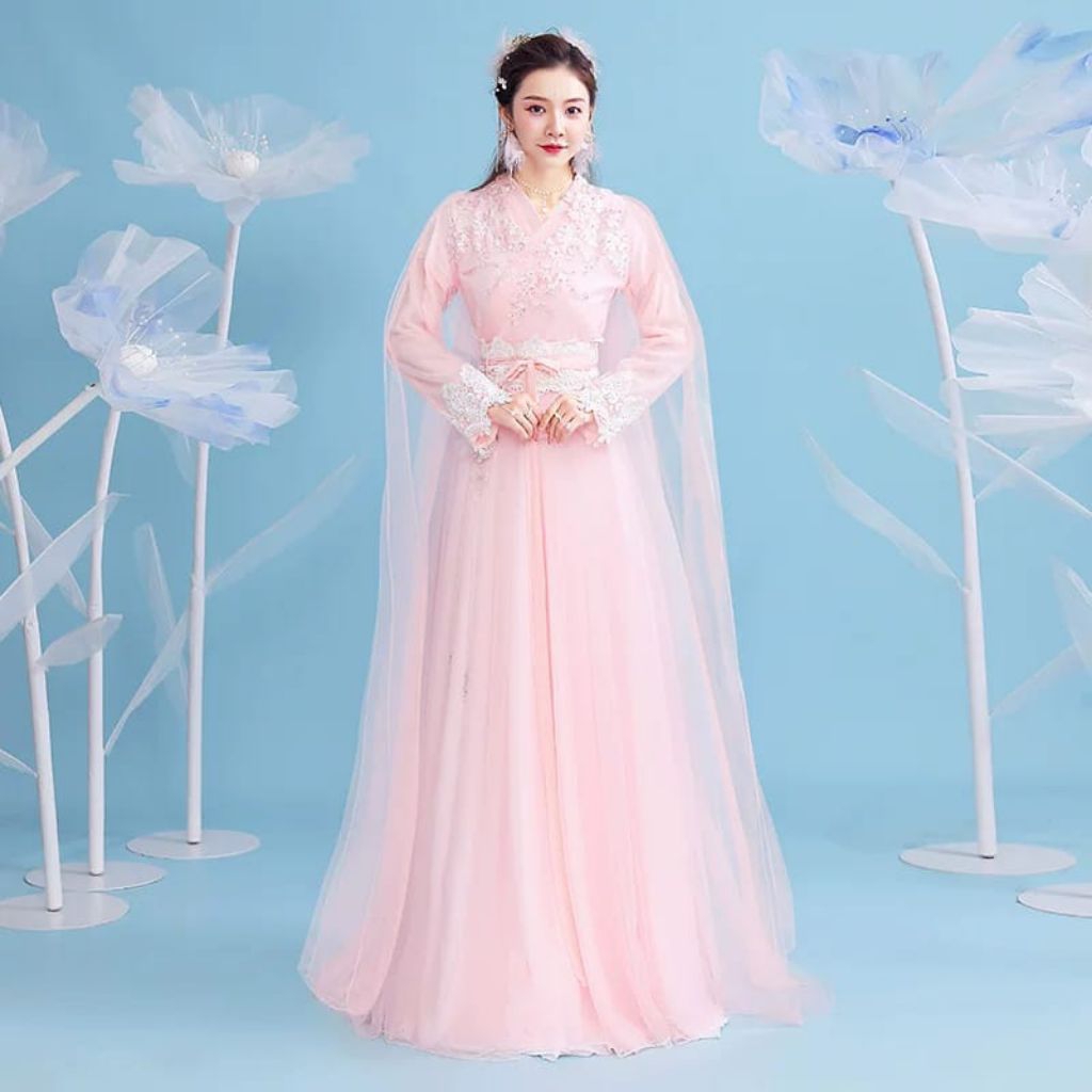 (Ready Stock) Set Dress Gamis Gaun Hanfu Tmall Hanfu, Kostum Tradisional Gaya Cina untuk Wanita, Ang