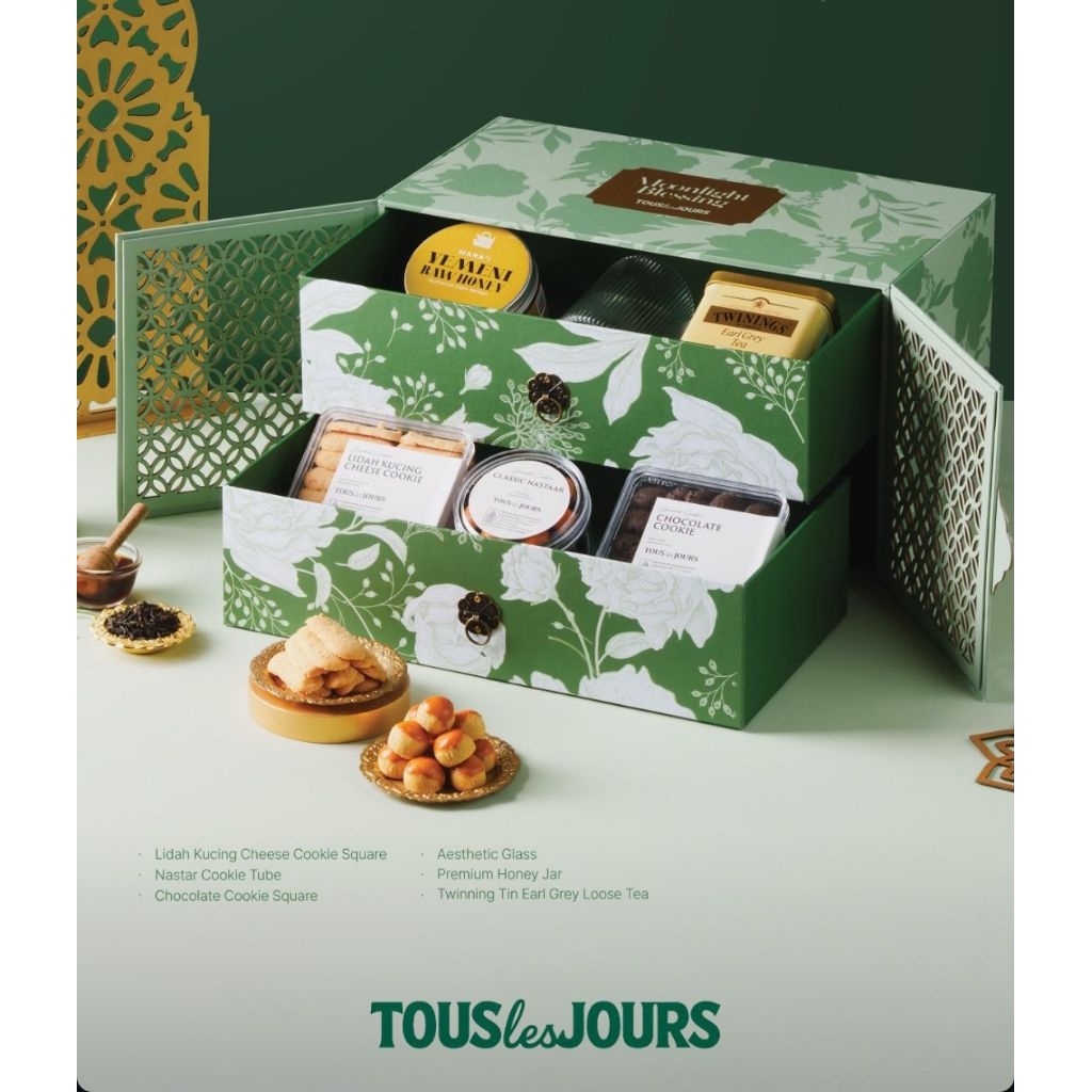 Hampers Lebaran TOUS LES JOURS Eksklusif Ramadan Eid Mubarak 2026 Cookies + Madu + Gelas + TWINNING 