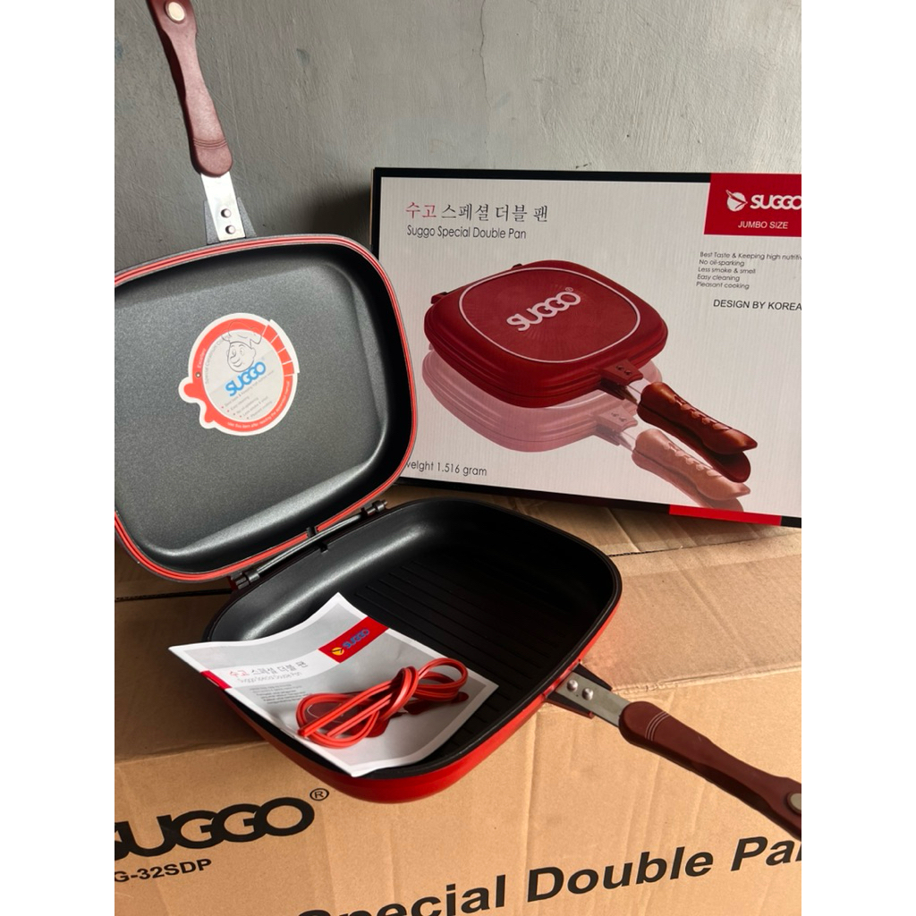 FREE ONGKIR SUGGO Double Pan 32 Inch Anti Lengket Magnetik Teflon Stainless Steel