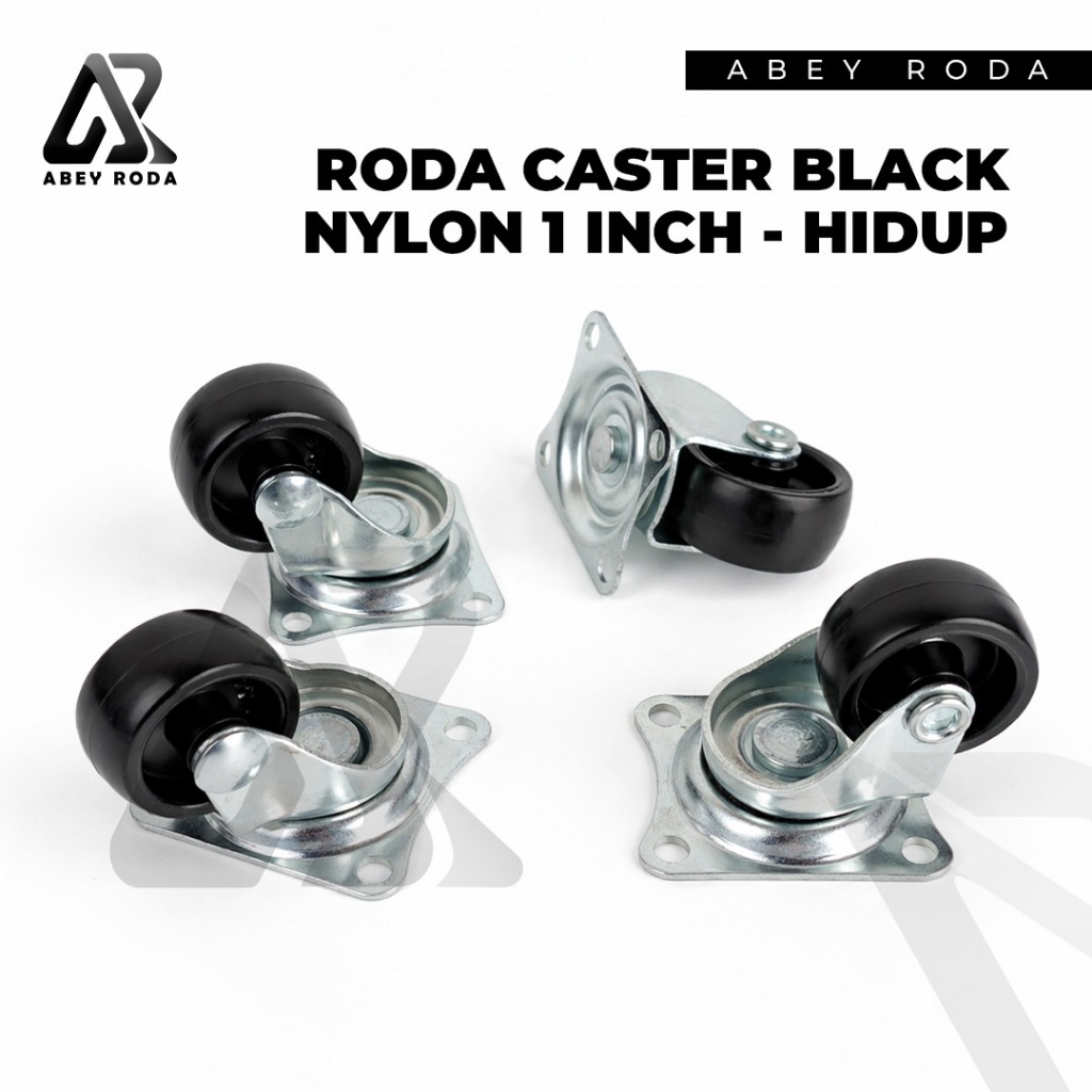 Roda Black Caster Nylon 1 Inch Hidup