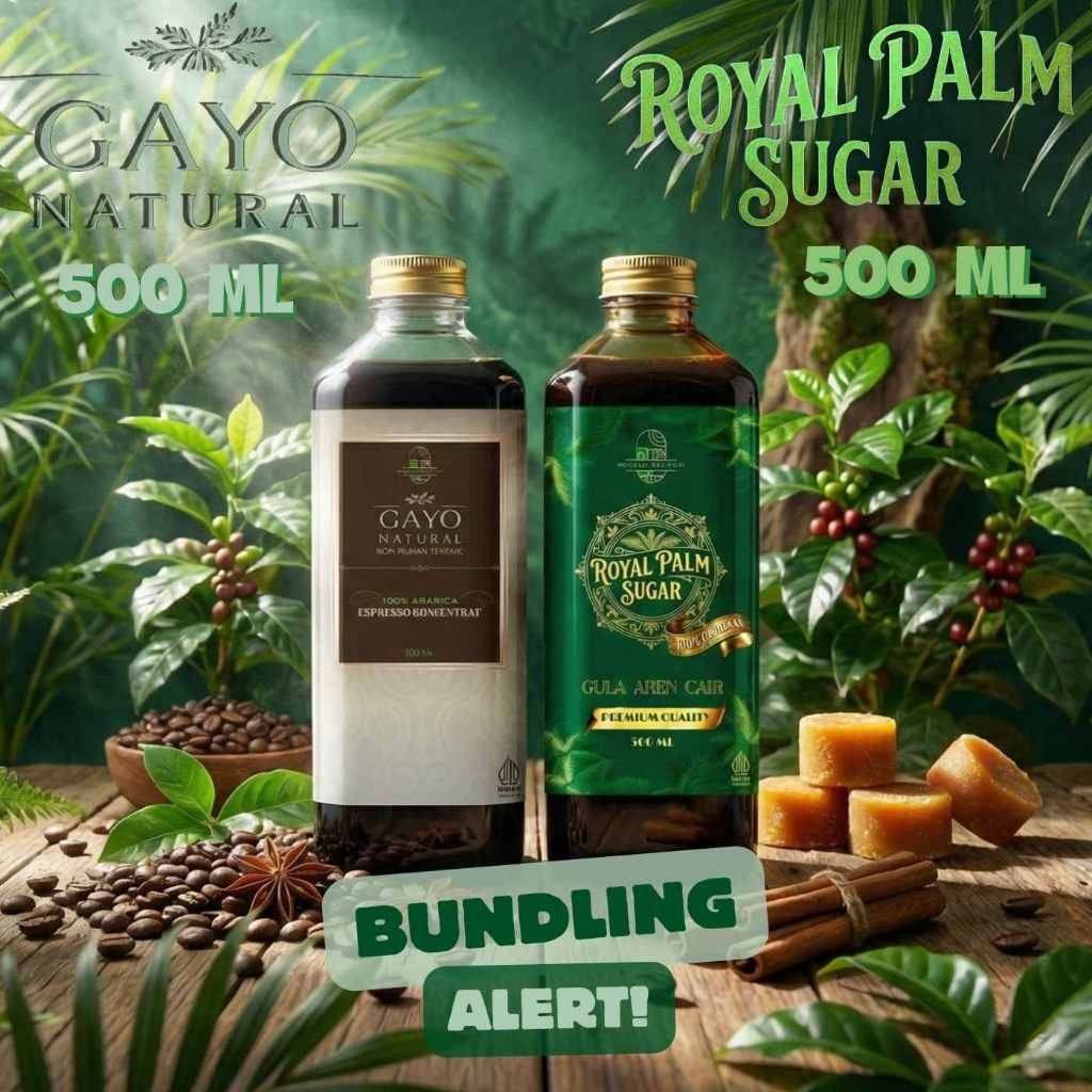 BUNDLING GAYO NATURAL ESPRESSO CONCENTRATED & ROYAL PLAM SUGAR 500 ML | Espresso Cair 500 ml ARABICA