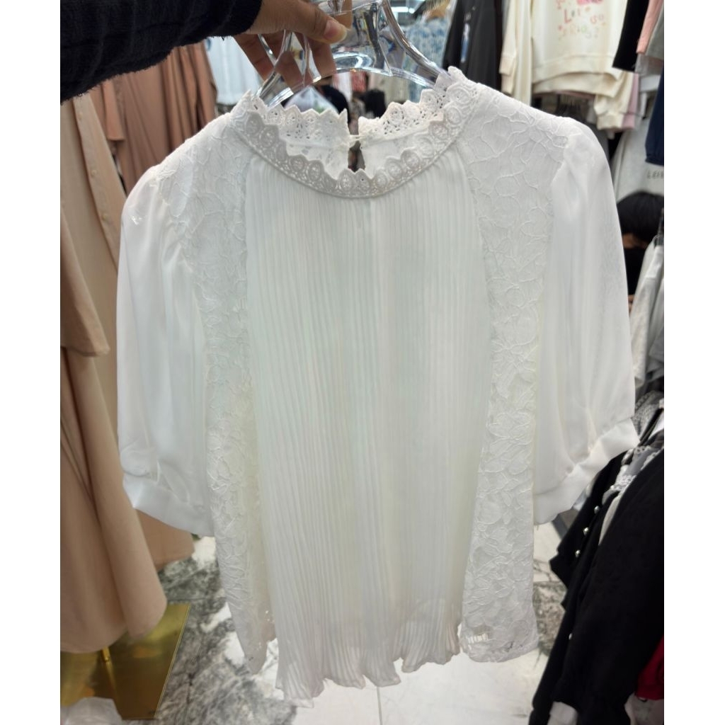 Atasan blouse brukat furing tangan pendek wanita top club bangkok bkk