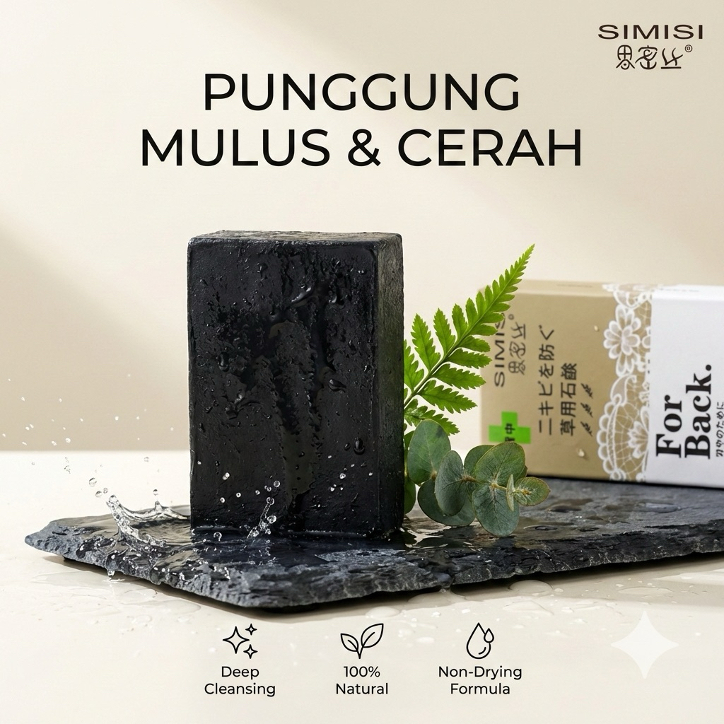 SIMISI Sabun Jerawat Punggung & Dada - Activated Charcoal Soap Penghilang Bekas Jerawat & Bau Badan 