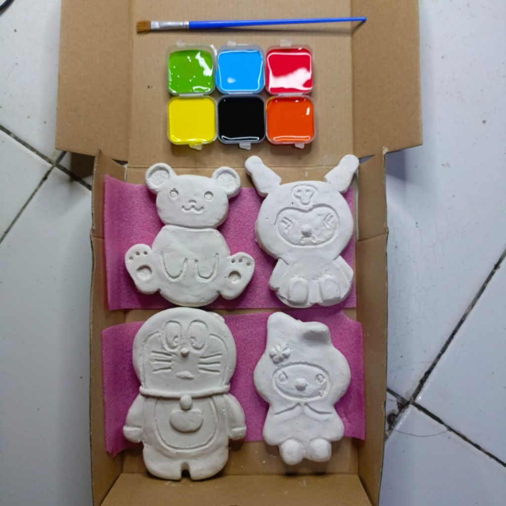 Gypsum Painting Set Melukis Patung gypsum karakter 3D mewarnai