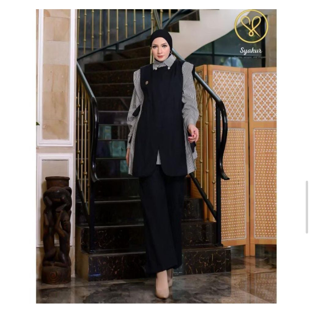 New Collection Set cel // Gamis Tile Bordir Flower by Syakur Collection