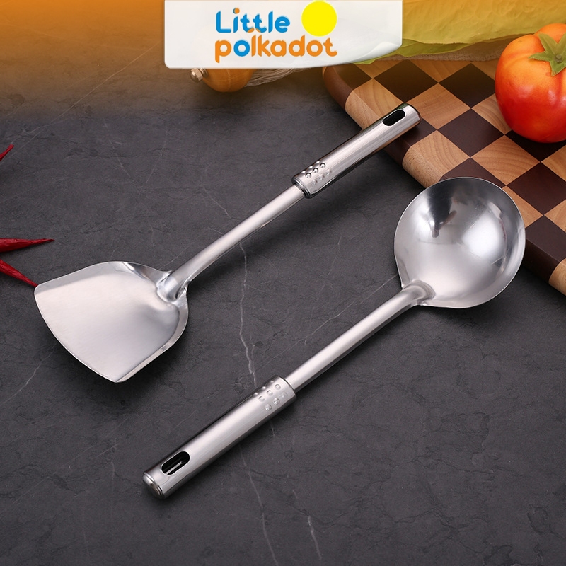 Littlepolkadot 3in1 Set Peralatan Dapur Stainless Steel Peralatan Masak Dapur Spatula Sendok Sayur
