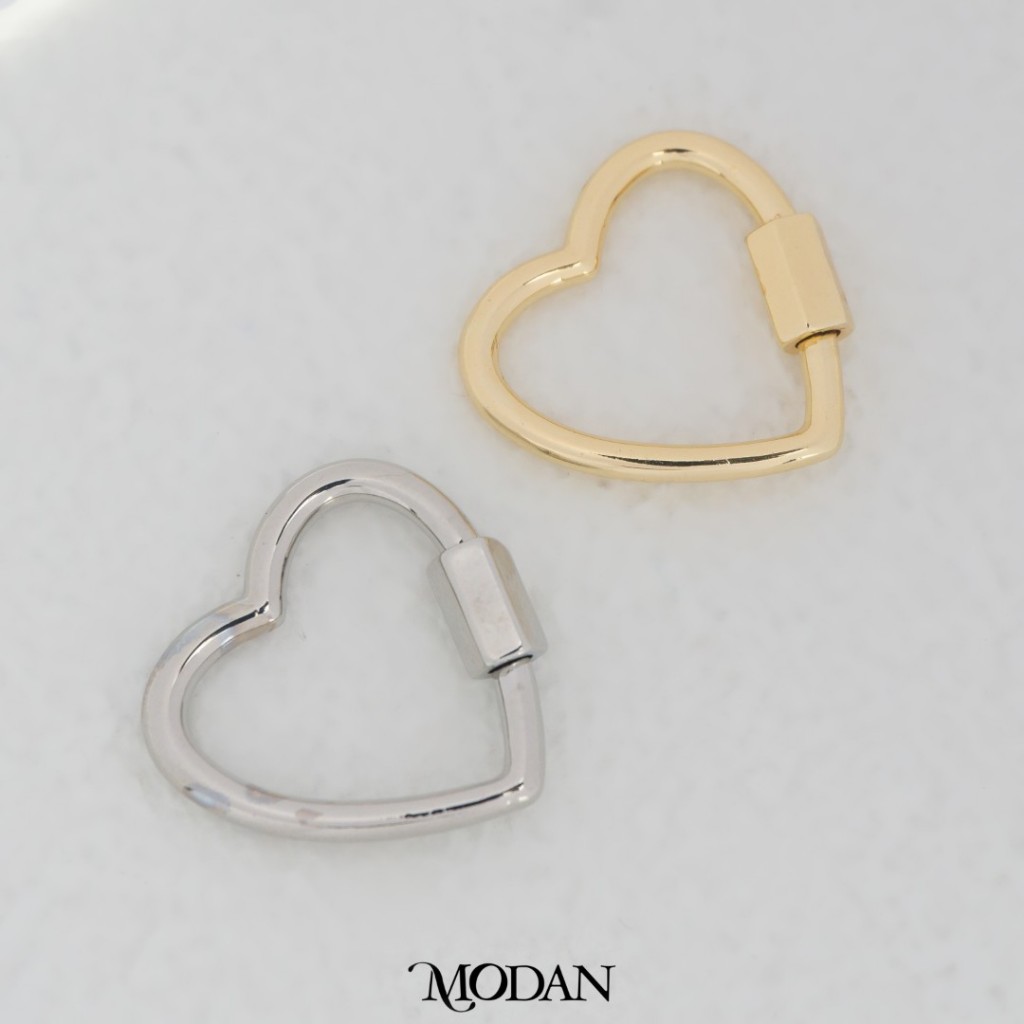 MODAN SUPPLIES - Plain Heart Carabiner Pengait Gelang Kalung Bentuk Hati Gold Filled