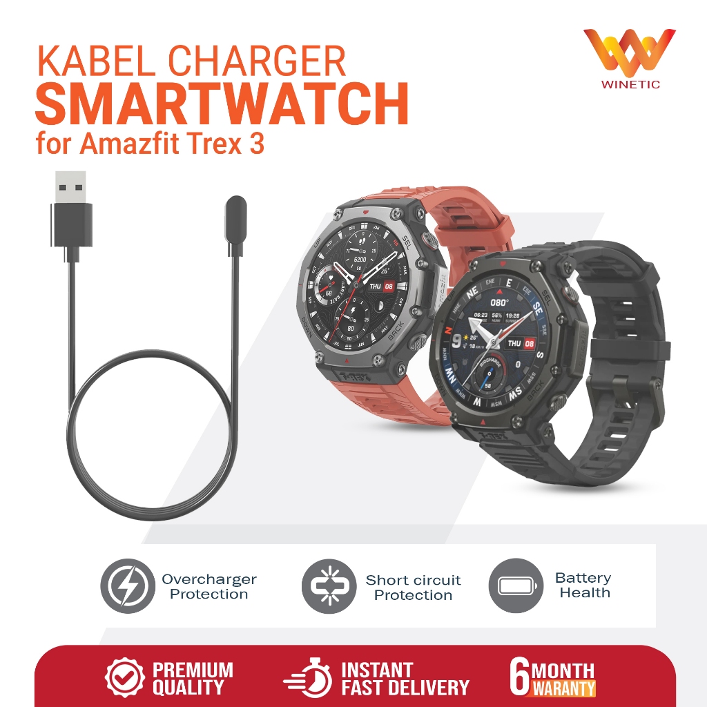 Kabel USB Charger Casan Smartwatch Jam Tangan Amazfit T-Rex 3 Magnetic Smart watch Type A Charging