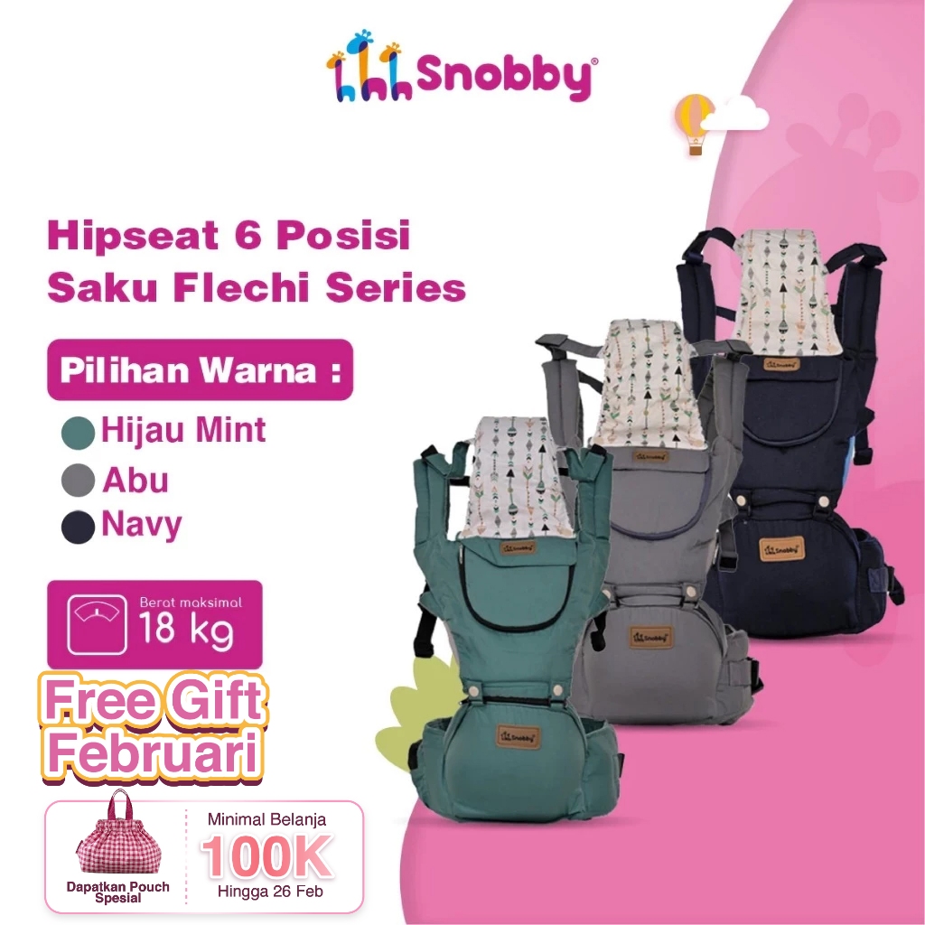 Snobby Gendongan Bayi Hipseat 6 Posisi + saku sirkulasi Flechi