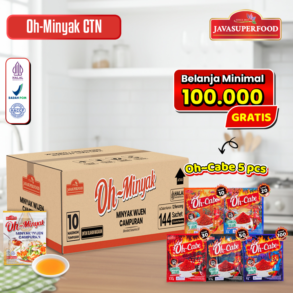 [HALAL] Oh Minyak Wijen Campuran 1 CTN – 12 Renceng (144 Sachet) / Sesame Oil Sachet Carton / Minyak