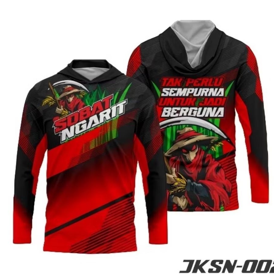 Jersey Petani Sobat Ngarit Lengan Panjang Kupluk Dryfit Printing