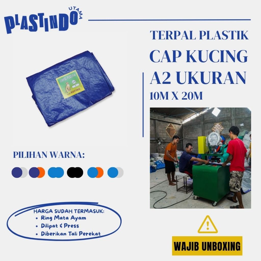 TERPAL PLASTIK A2 CAP KUCING TUTUP KAPAL TONGKANG BATU BARA UKURAN 10X20M