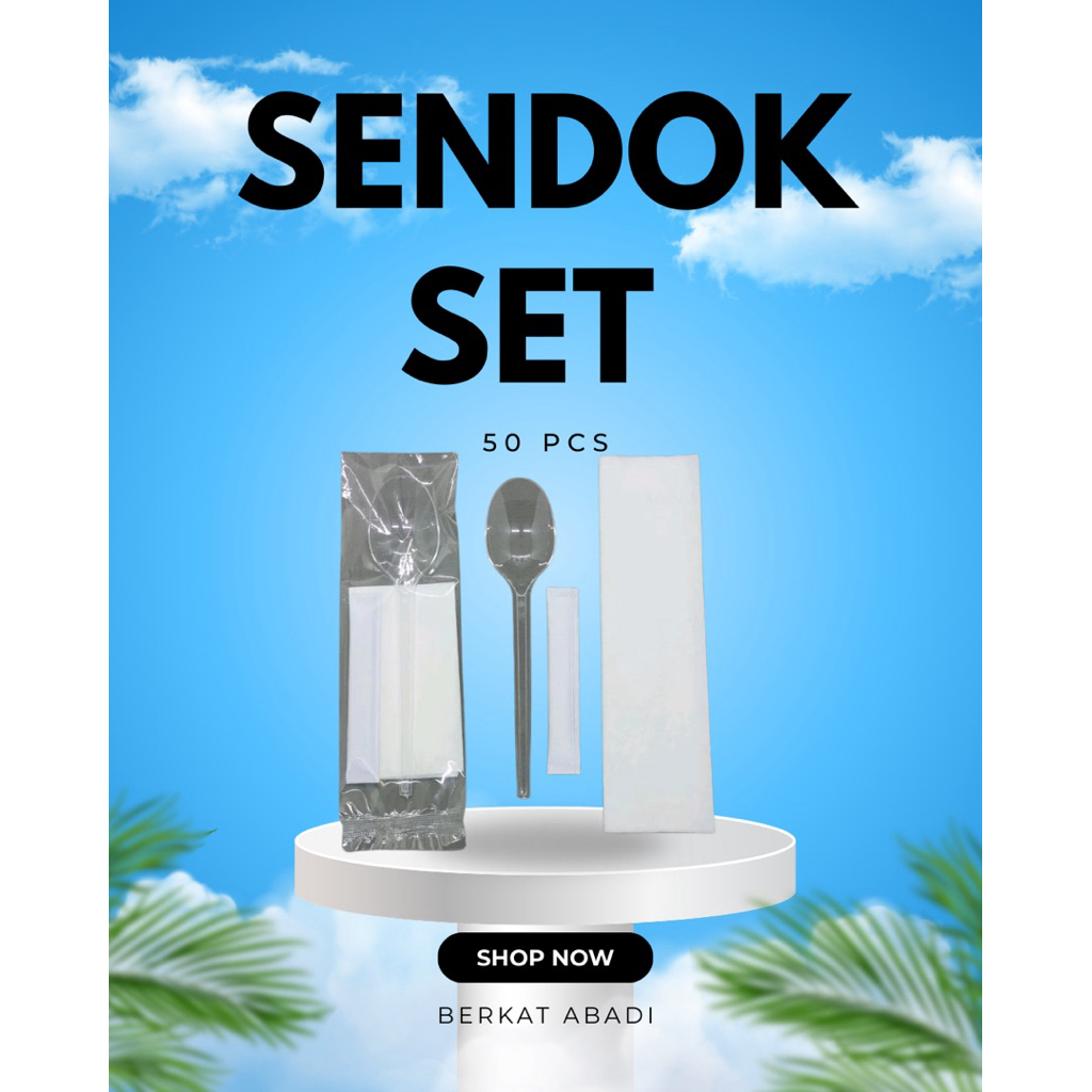 50 SET Sendok Set 3in1 Sendok putih Tissue Tusuk Gigi SENDOK SET STERIL SENDOK SET TISSUE TUSUK GIGI
