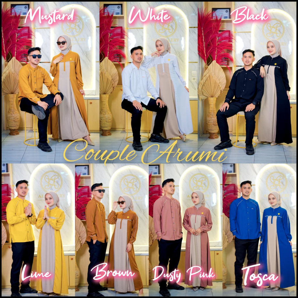 PRE ORDER  Sarimbit Couple ARUMI ORI KALEA by Algallery,gamis lebaran,gamis kekinian,kemeja lebaran