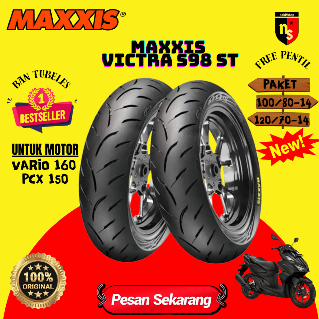 Paket Ban Maxxis Victra 100/80-14 dan 120/70-14 Ban Motor PCX Sepasang