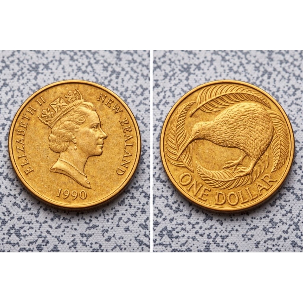 Koin Langka 1 Dollar New Zealand 1990 - Edisi Pertama Burung Kiwi