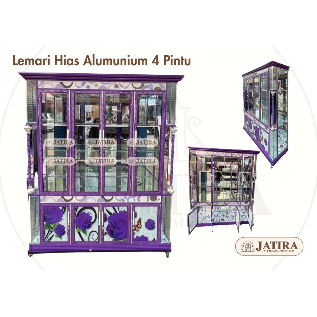 Lemari Hias Aluminium 4 Pintu Custom | Lemari Hias Alumunium Custome Murah Palembang
