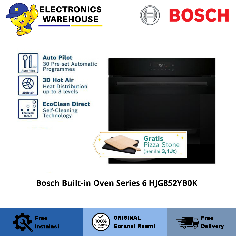 Bosch HJG852YB0K Oven Tanam / Built-In Oven Series 6 | 60 cm - Bosch HJG852YB0K - Black