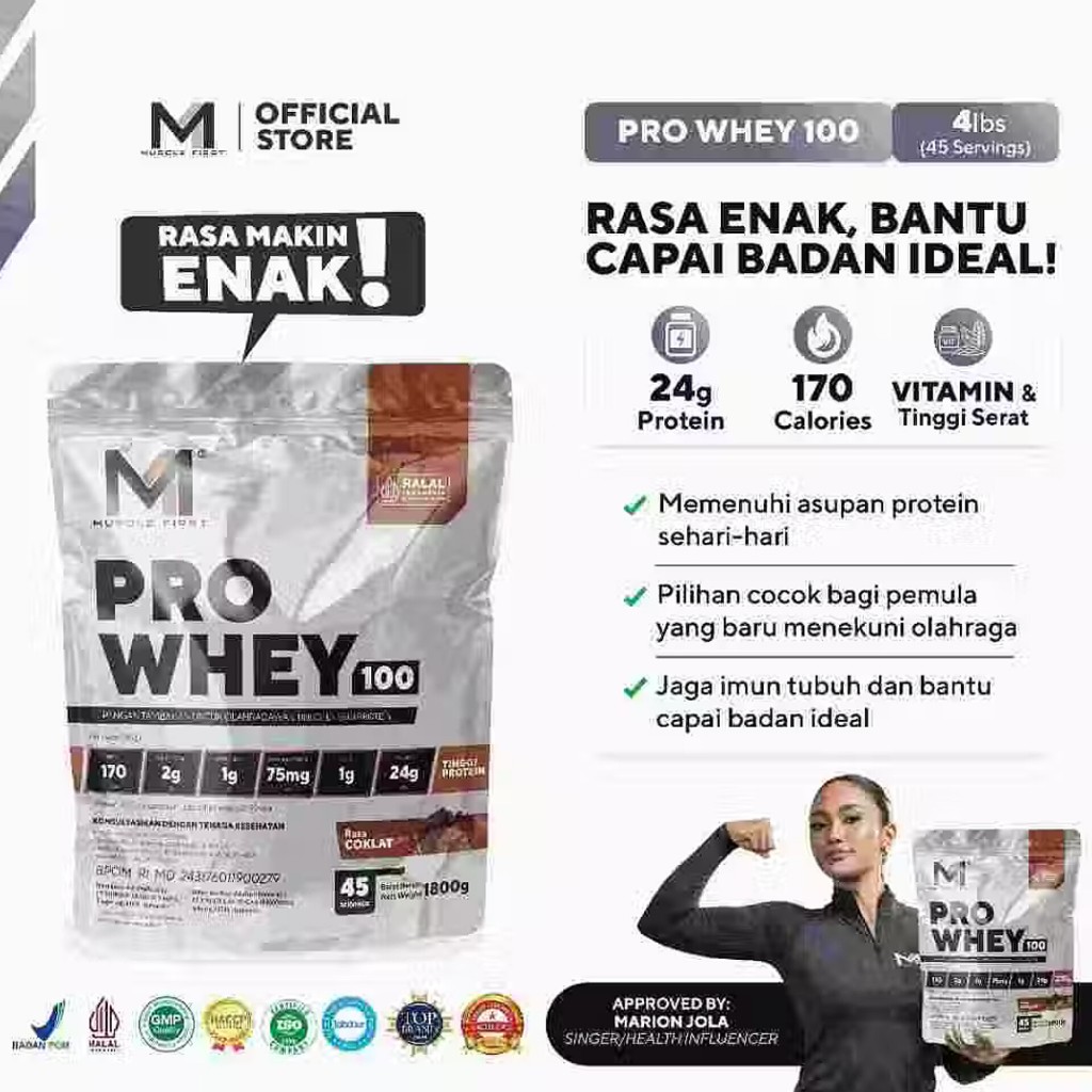 Promo Muscle First Pro Whey 100 Protein 4 LBS 4Lb M1 Halal & BPOM PROWHEY100 New Formula Prowhey M1 