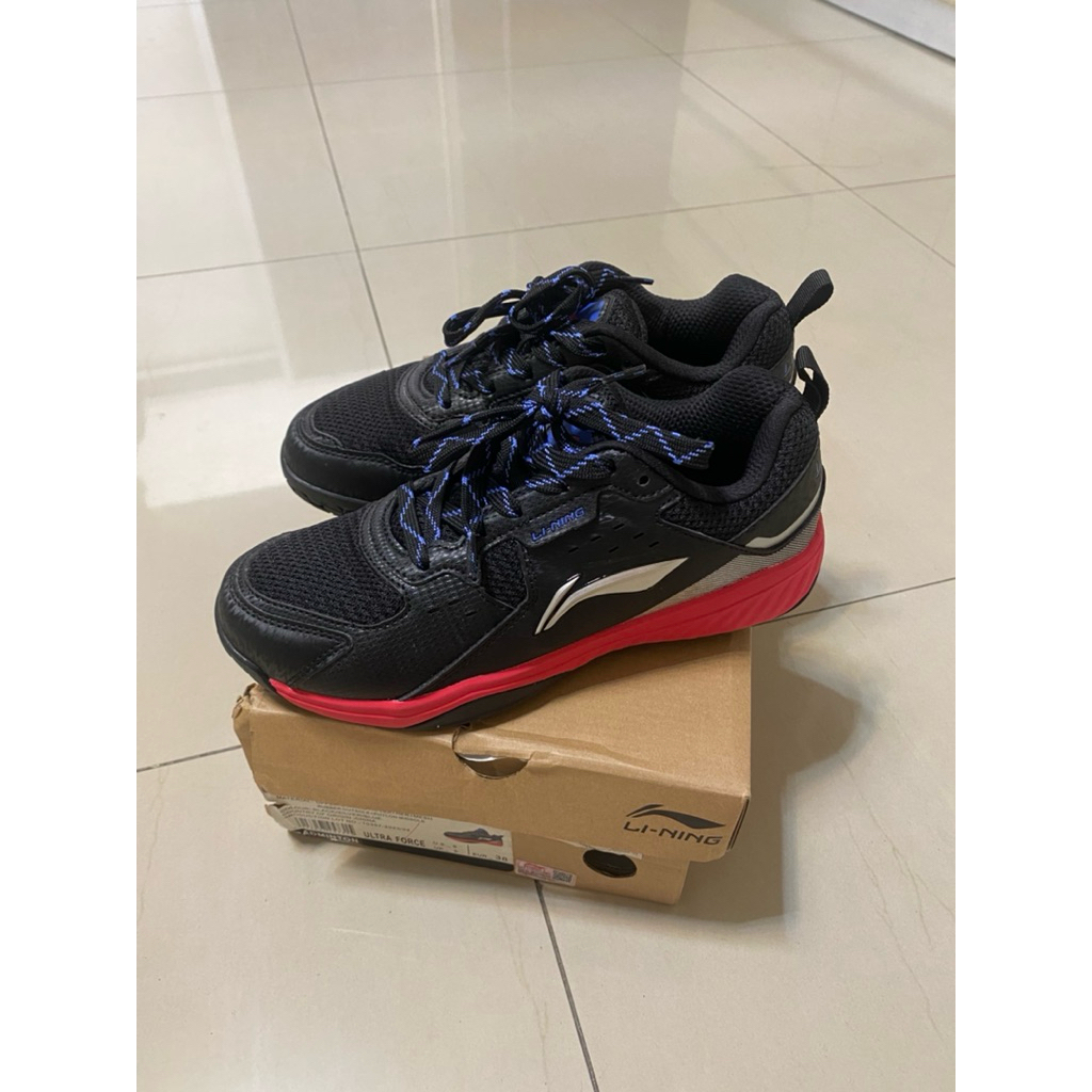 Brand New Sepatu Li-Ning Badminton Shoes/ Sepatu Badminton Wanita Lining Ultra Force Hitam Merah Siz