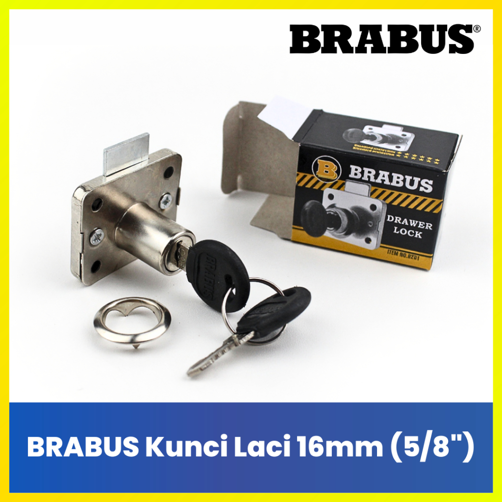 BRABUS Drawer Lock 16mm 5/8 Inch - Kunci Laci Lemari Pakaian / Box Kayu Anti Karat