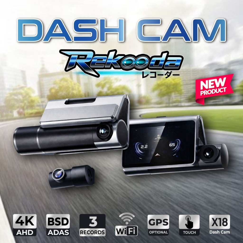 Rekooda Dash Cam ADAS: Dashcam 4K 3 Kamera