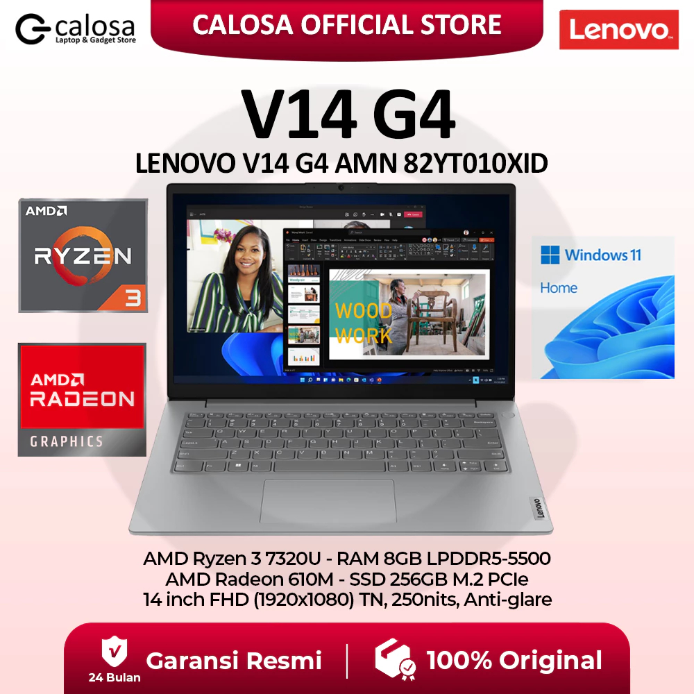 Lenovo V14 G4 AMN Laptop 14" Ryzen 3 8GB 256GB SSD Grey