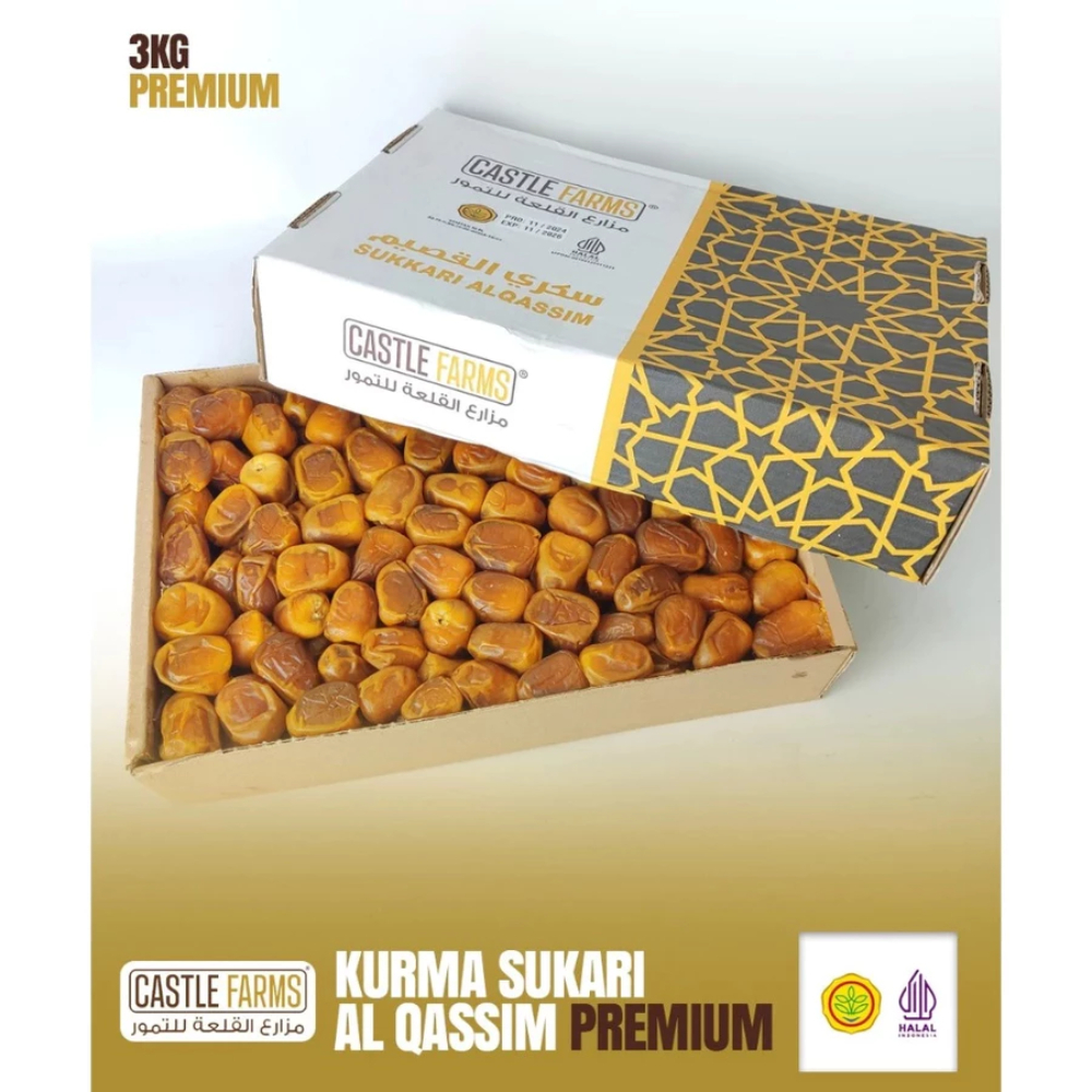 CASTLE FARMS Kurma Sukari 3kg 100% Buah Kurma Antioksidan Tinggi Lembut Manis Empuk Kenyal Kualitas