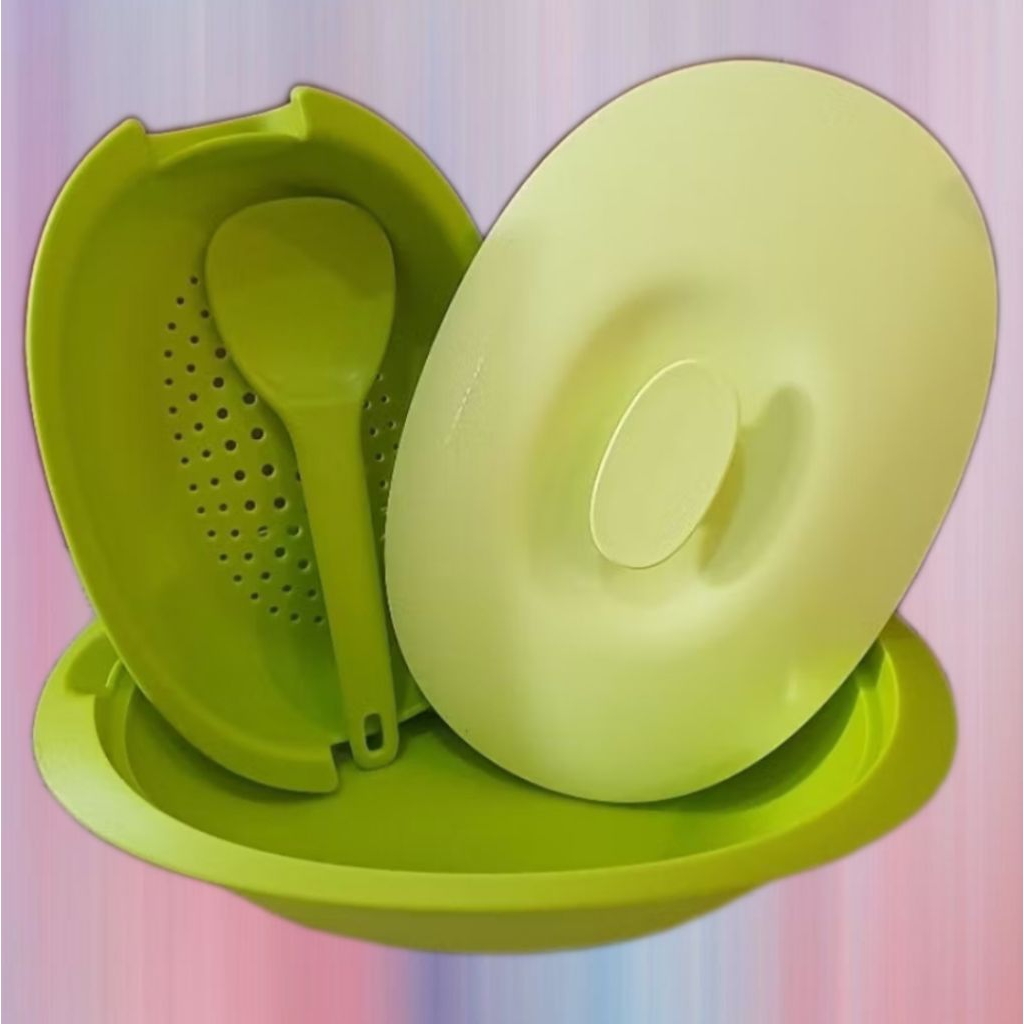 Tupperware Blossom Set hijau 1,8L (bowl+colander+centong)