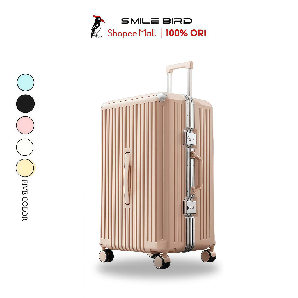 Smile bird Tempat gelas multifungsi berkapasitas besar, koper paduan aluminium 24 inci, koper kabin 