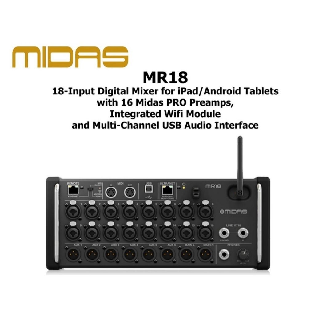 DIGITAL MIXER MIDAS MR18 / MIXER MIDAS MR 18 ORIGINAL GARANSI RESMI GRACIA