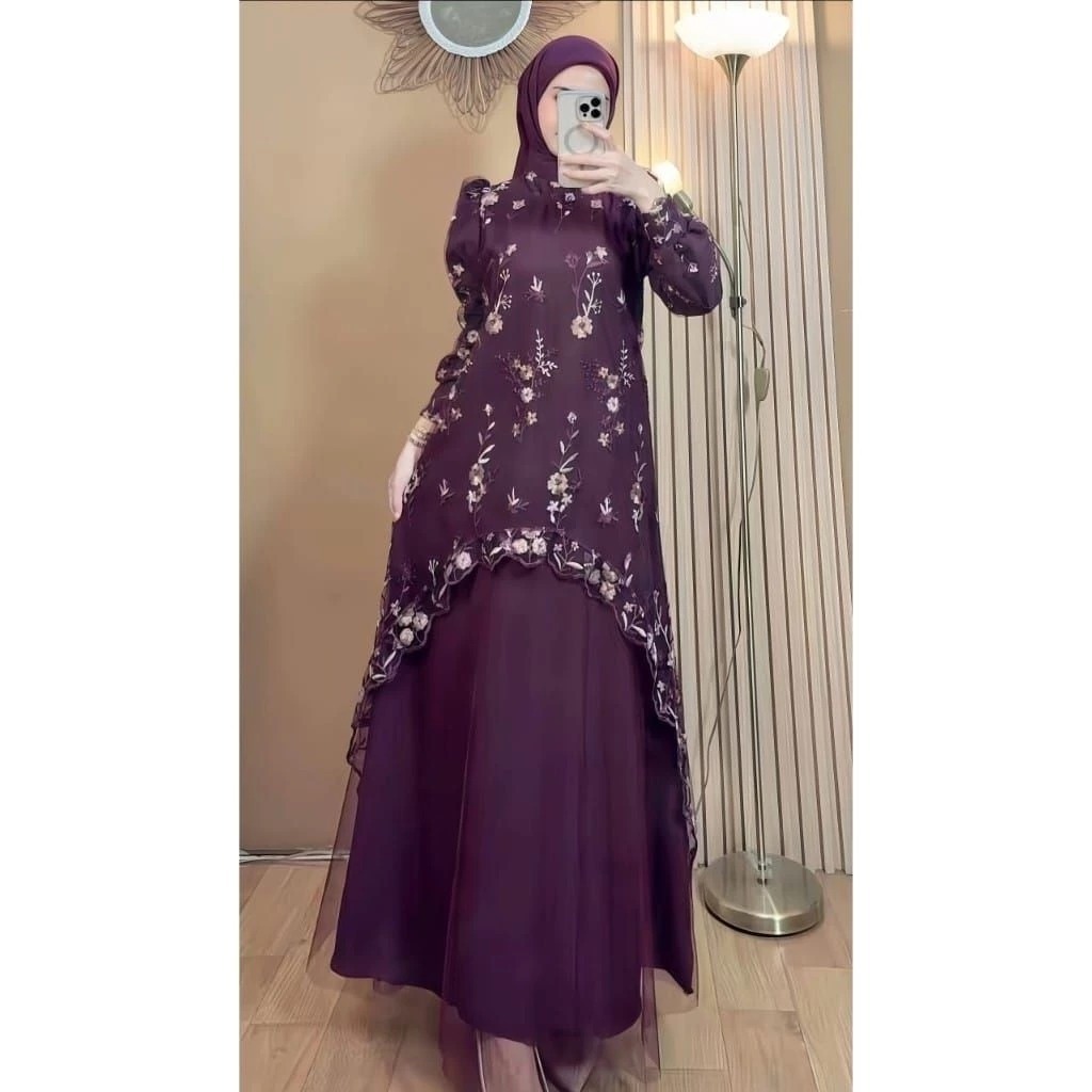 Special Binar Gamis Brokat Tille Premium Gamis Kondangan Baju Lebaran Model Terbaru 2026