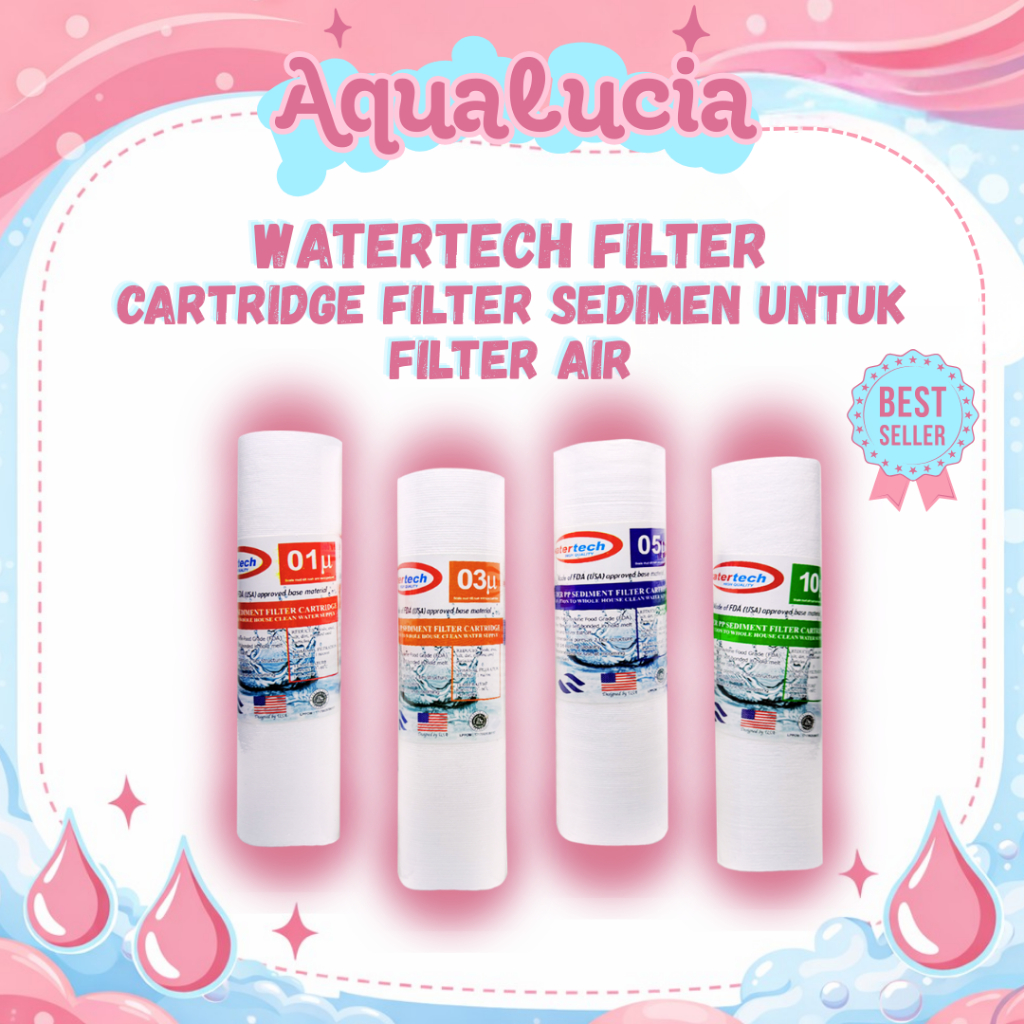 Sedimen WATERTECH 10 Inch Filter Cartridge RO Air Minum Rumah Tangga Depot PDAM Sumur 01 03 05 10 Mi