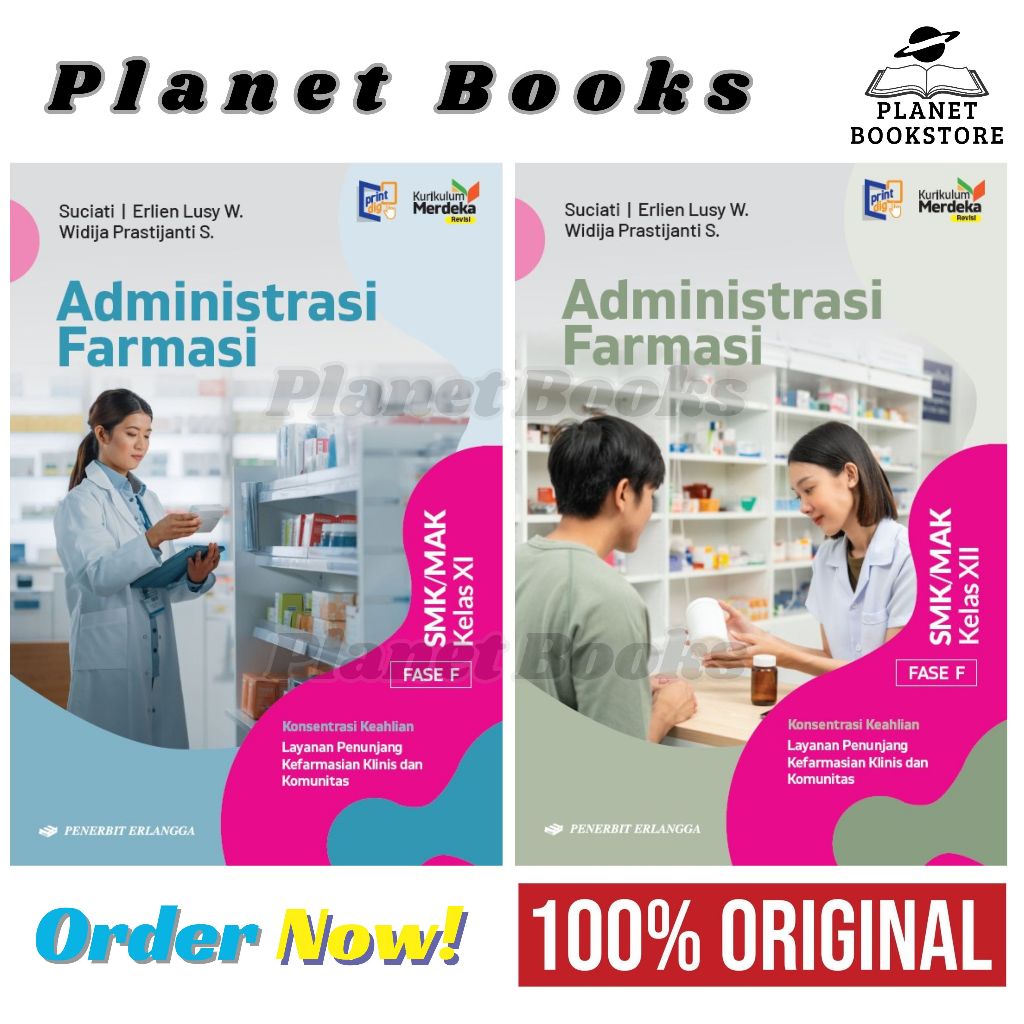 Buku SMK Administrasi Farmasi Kelas 11,12 Atau 2,3 SMK/MAK Penerbit Erlangga Kurmer Revisi