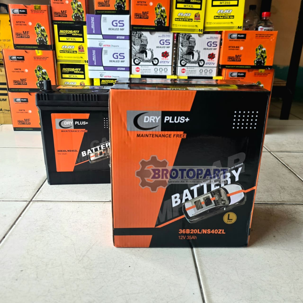 Aki Mobil BRV, Xpander, Sirion, City, Raize Aki Dry Plus+ NS40ZL MF Aki kering 35Ah