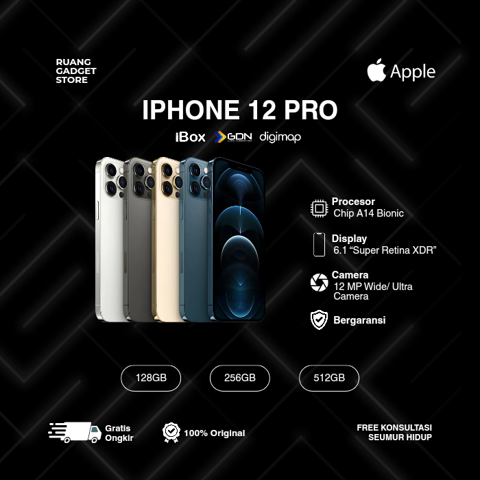 IPHONE 12 PRO SECOND iBOX - DIGIMAP - GDN 64GB 128GB 256GB Midnight Green, Space Gray, Silver, Gold