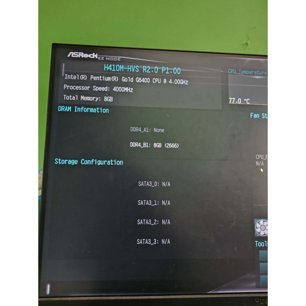 Paketan LGA1200 Mainboard Asrock H410M Pentium Gold G6400 DDR4 8GB