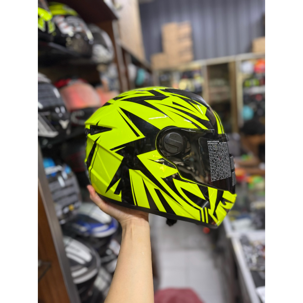 Helm Full Face Zeus 811 Red AL34 Yellow Stabilo