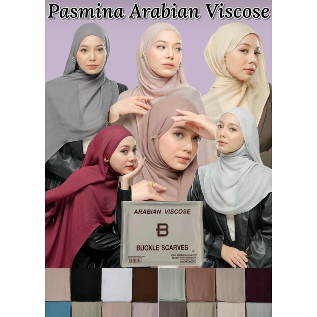 ISI 10PCS Kerudung Jilbab Azara Buckle Pashmina Arabian Viscose