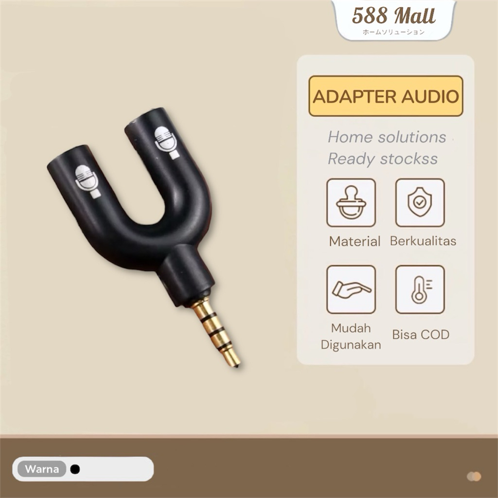 [ 588 Mall ] Audio Splitter 2 Mic Splitter Microphone Dual Aux | MIC & MIC