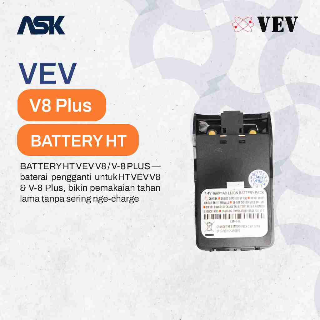 Battery Handy Talky V8 Plus VEV / Baterai HT V-8 Plus VEV