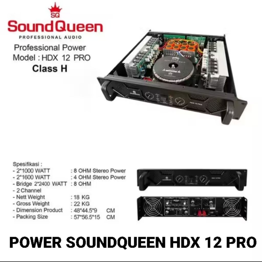 SOUNDQUEEN Power HDX 12 PRO 2 X 1000 Watt Class H 2 Channel